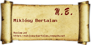 Miklósy Bertalan névjegykártya