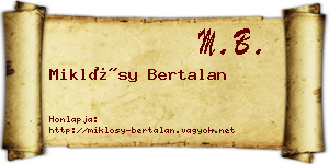 Miklósy Bertalan névjegykártya